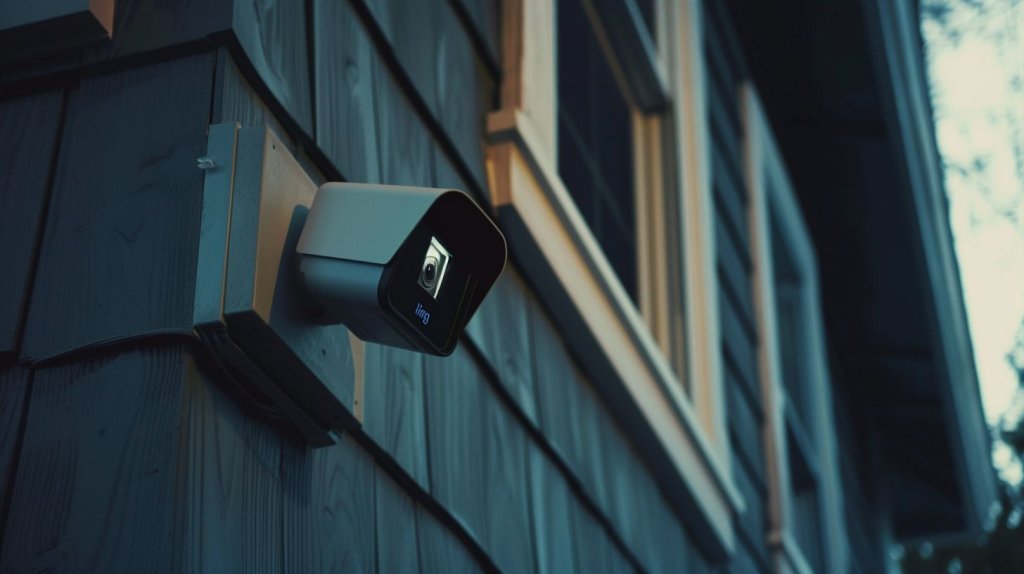 A person is seen on a Ring camera during a power outage.