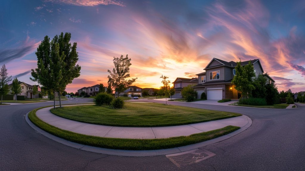 A Ring camera capturing a suburban front yard at dusk.